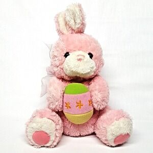 Easter Bunny Rabbit Plush Toy 11"‎  Pink Stuffed Animal with Colorful Egg Gift